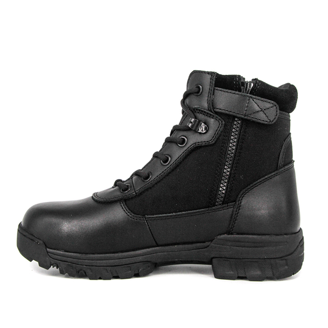 Sorte politi læder taktiske støvler 4112