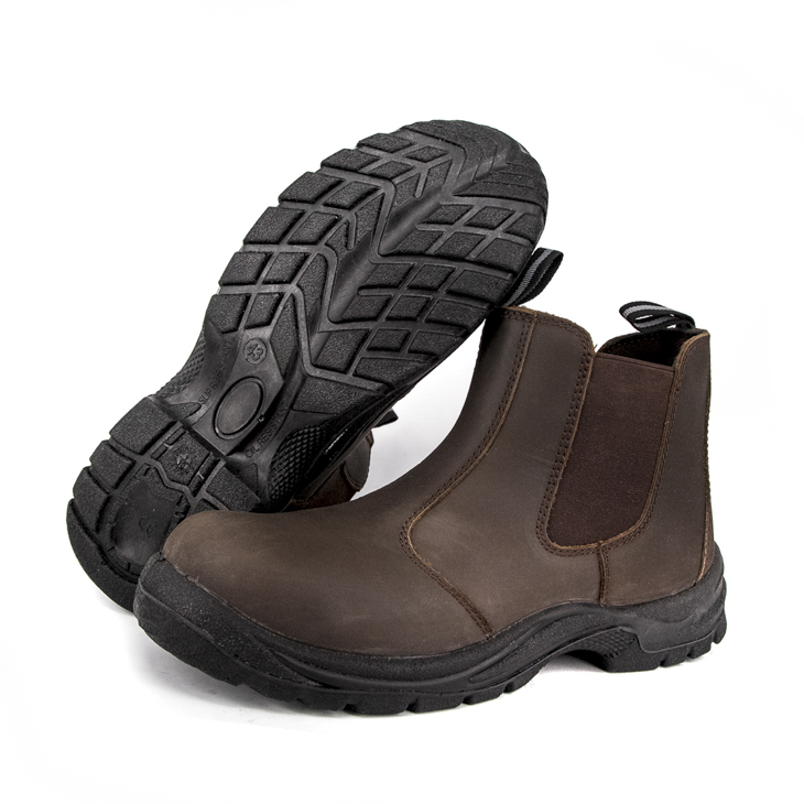 Квалитетне браон кожне заштитне ципеле 3104