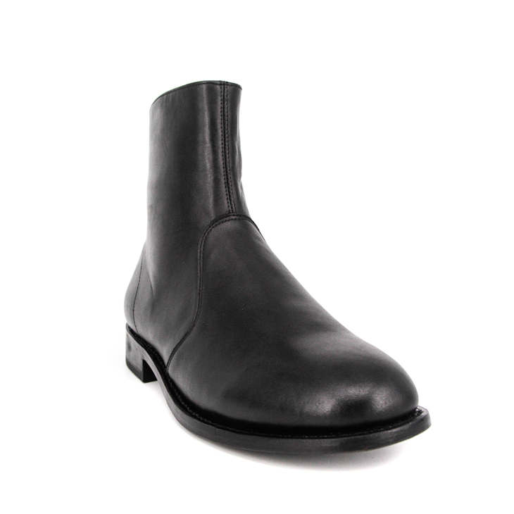 Chaussures de bureau en cuir noir à semelle en caoutchouc antidérapante, type cheville, 1247