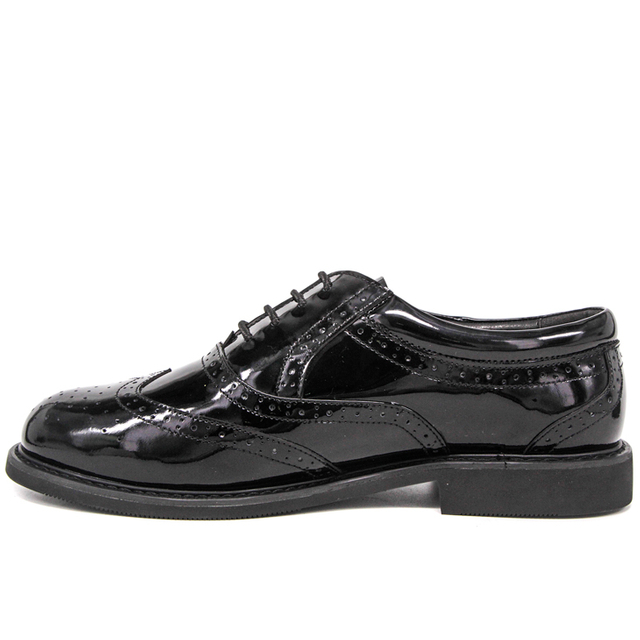 Panlalaking Brogue Black Shiny Military Office Shoes 1282