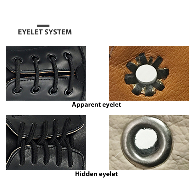 What are the different shoe eyelets for military boots?