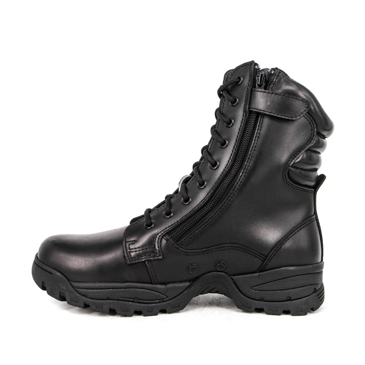 Crne muške policijske vojne kožne čizme s patentnim zatvaračem 6273