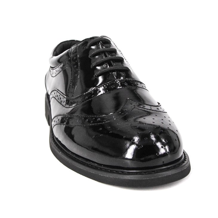 Men's brogue black shiny military office shoes 1282