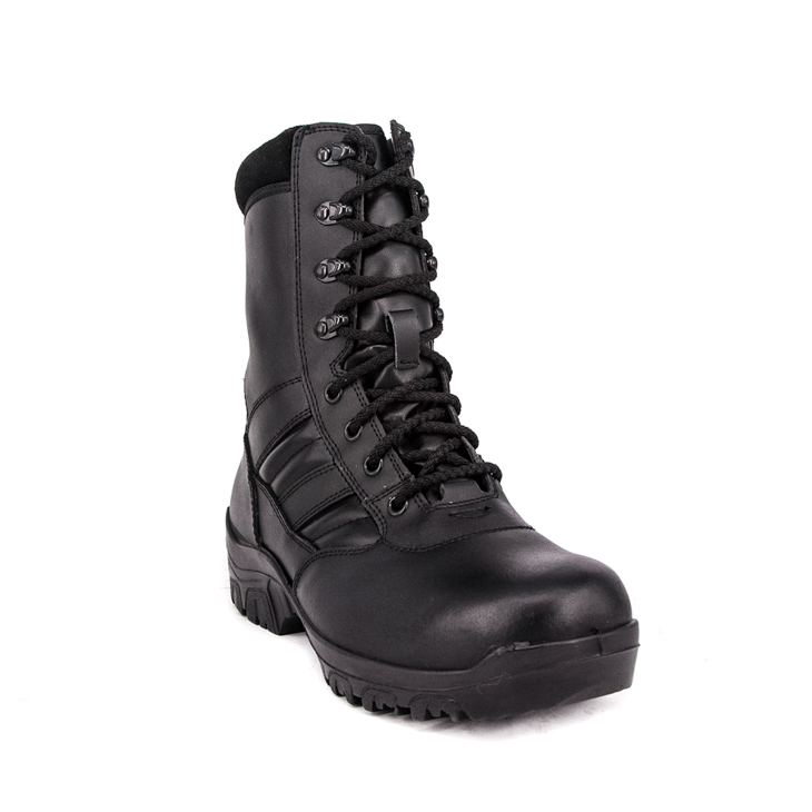 Combat durable waterproof black tactical full leather boots 6234