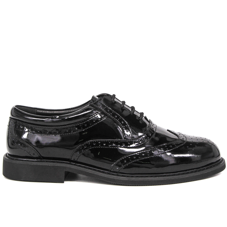 Men's Brogue Black Shiny Military Office Shoes 1282