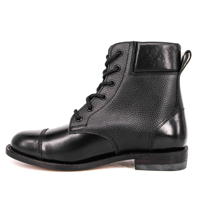 Novas botas militares pretas acolchoadas de couro para caminhadas 6117