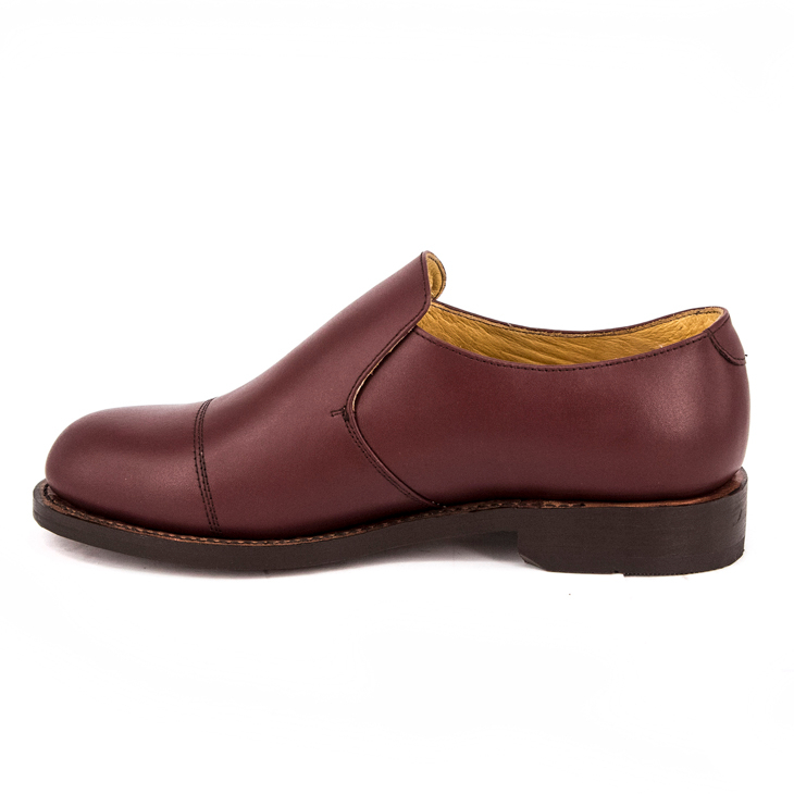 Sapatos de escritório vintage de salto baixo vermelho marrom 1218