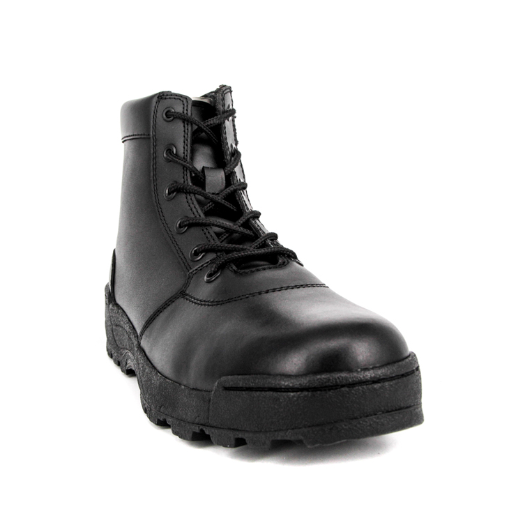 Anti slip quality army zipper tactical full leather boots 6103