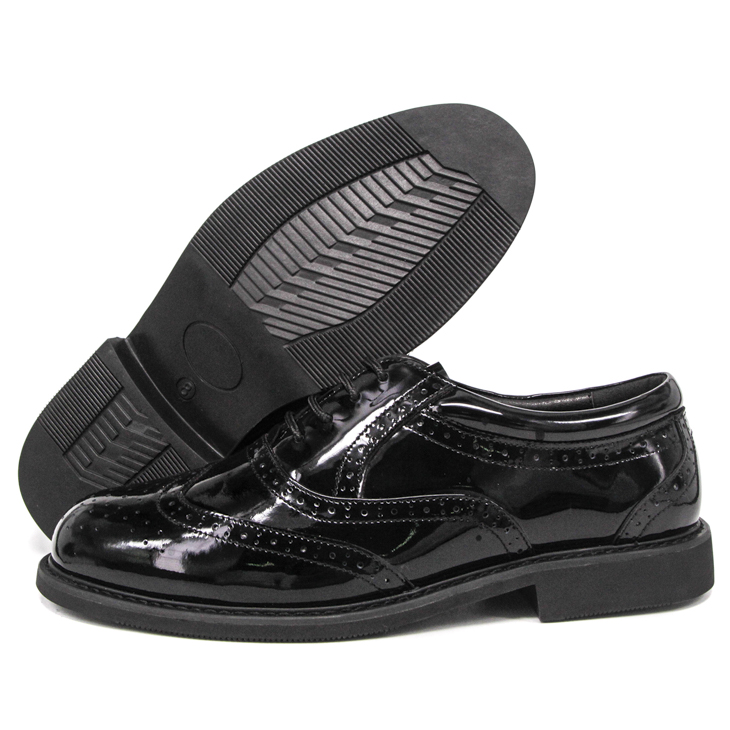 Men's brogue black shiny military office shoes 1282