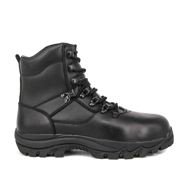 Ankle black police combat leather boots 6105