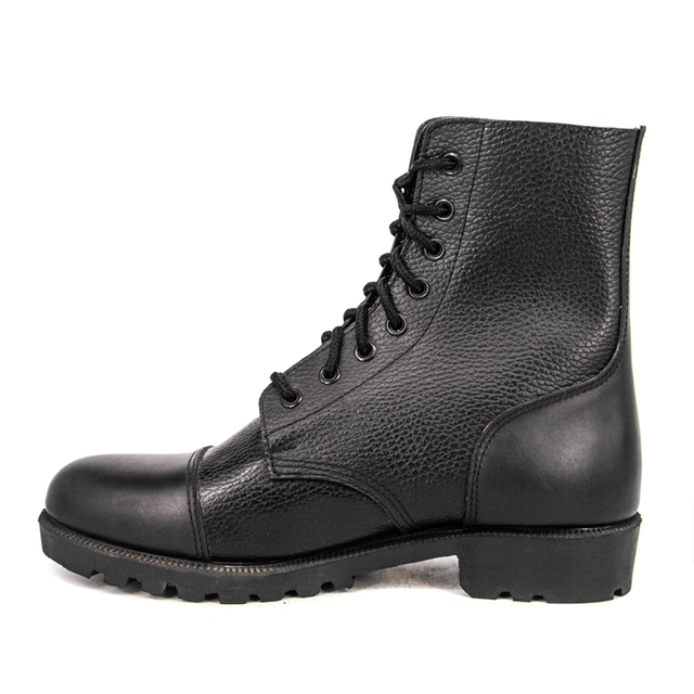 Black men office military leather boots 6120