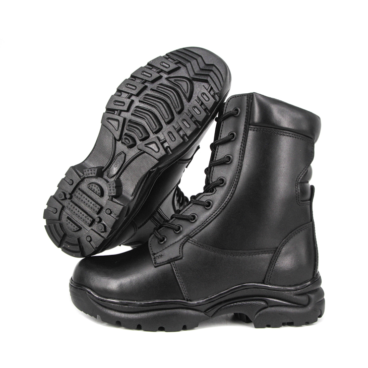 Men combat black military full leather boots 6284