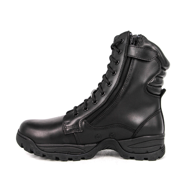 Чорні чоловічі поліцейські шкіряні військові черевики на блискавці 6273