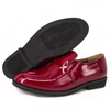 נעלי משרד מבריקות בצבע אדום חום אוקספורד לנוער 1241