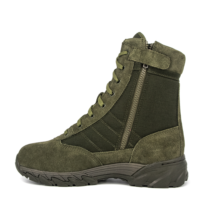 Olive tactical zip leather desert boots 7254